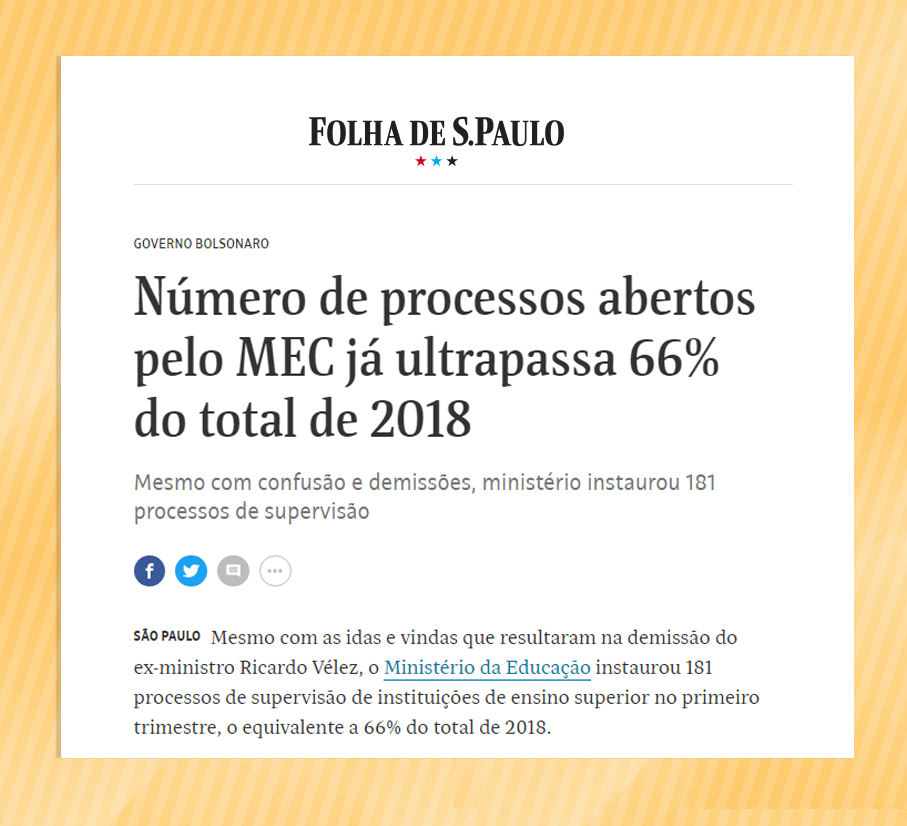 Número de processos abertos pelo MEC já ultrapassa 66% do total de 2018