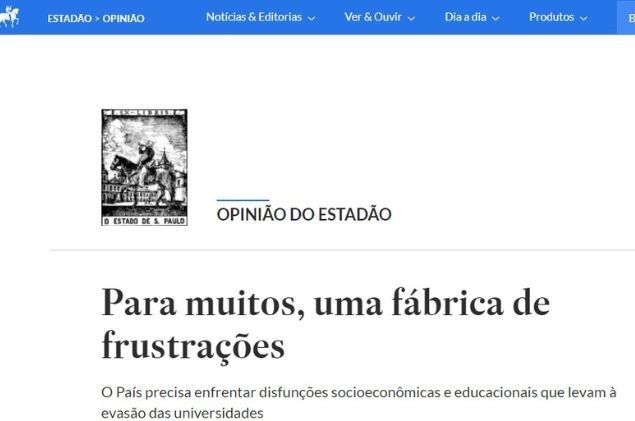 Editorial do Estadão cita dados do Instituto Semesp sobre o ensino superior