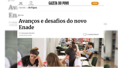 Artigo de Alexandre Nicolini sobre Enade é publicado na Gazeta do Povo 